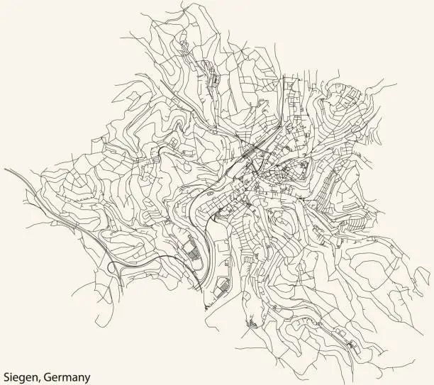 Vector illustration of Street roads map of the ALT-SIEGEN , SIEGEN