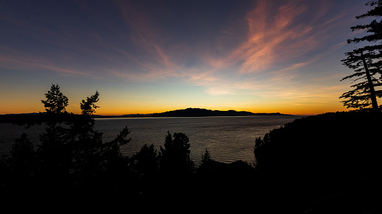 Sunset on the sunshine coast in British Columbia Canada