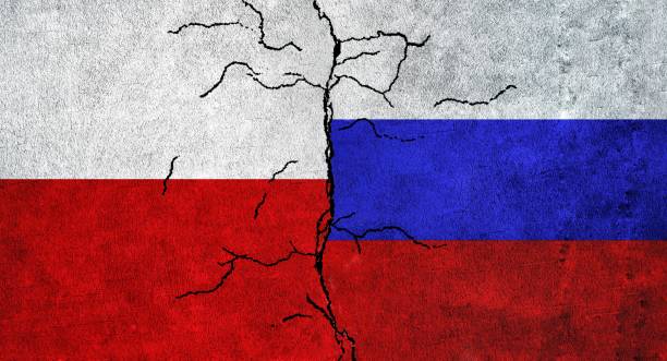 istock Flags of Poland and Russia. Conflicts between Poland and Russia 1428443901