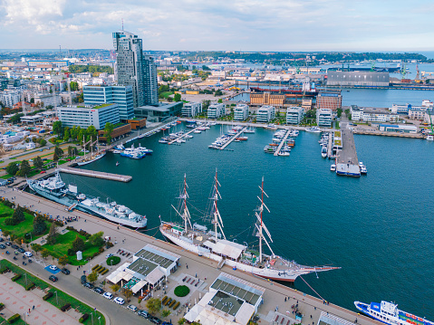 Aerial view of Marina in Gdynia , Poland