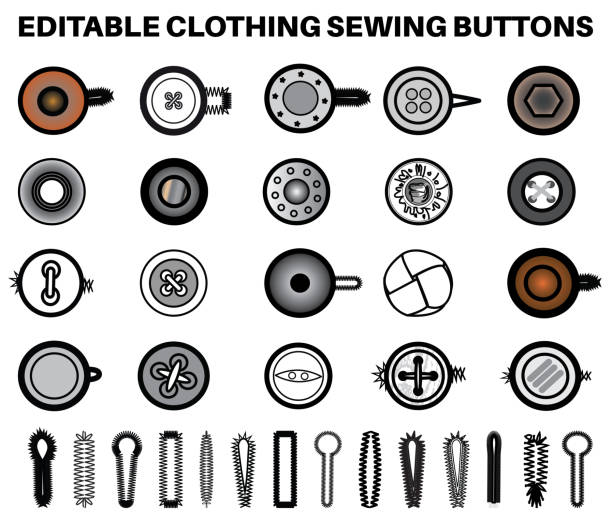 Sewing Buttons flat sketch vector illustration set, different types of Shirt Buttons, Shank button, Flat buttons and Decorative buttons for fasteners, dresses garments, Jeans, Clothing and Accessories Sewing Buttons flat sketch vector illustration set, different types of Shirt Buttons, Shank button, Flat buttons and Decorative buttons for fasteners, dresses garments, Jeans, Clothing and Accessories buttonhole flower stock illustrations