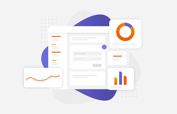 stockillustraties, clipart, cartoons en iconen met business reporting dashboard concept illustration - diavoorstelling illustraties