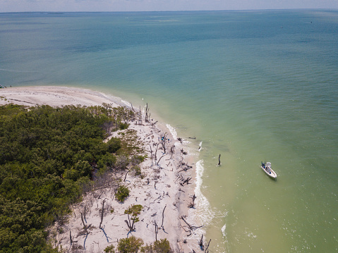 Cayo Costa Island Beach, Florida Close to Pine Island, Bokeelia Sanibel, white sands aerial drone view