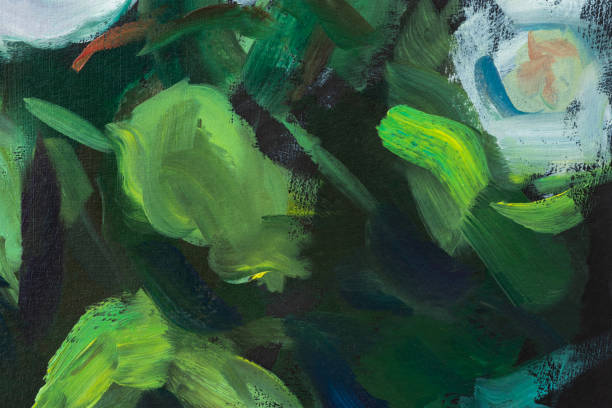 istock Green white black abstract painting. 1428486133