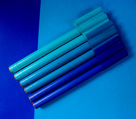 blue faber castell marker isolated on blue background