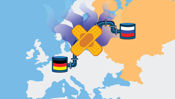 gas pipeline between russia and germany. methane, natural gas. conflict between russia and ukraine. - nord stream stock illustrations