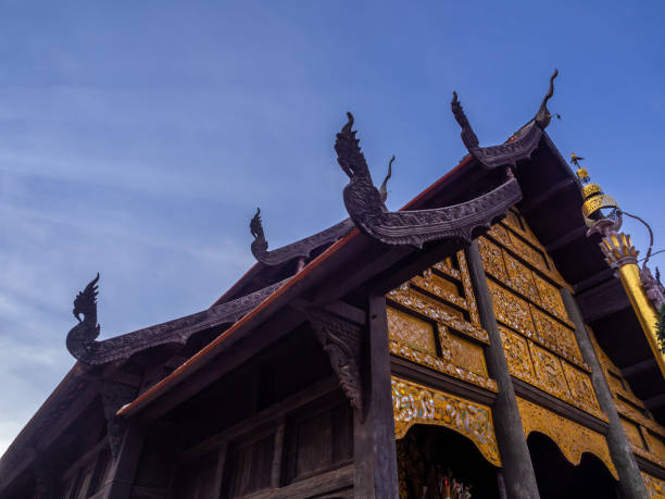 istock Ancient old wooden building in the clear blue sky day 1428492601