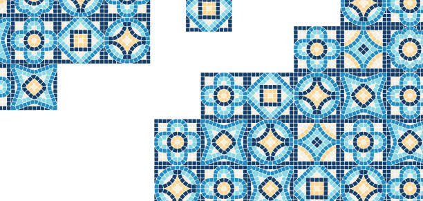 Ancient mosaic tile background. Decorative antique stone ornament. Ancient mosaic tile background. Decorative antique stone ornament. Abstract antique texture. byzantine stock illustrations