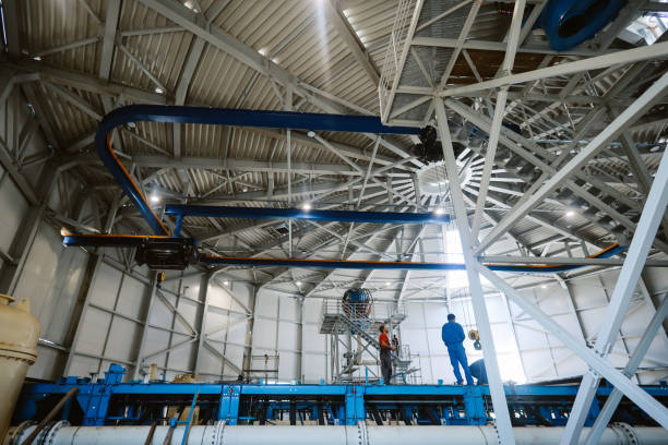 Workers and engineers in the electricity power plant.