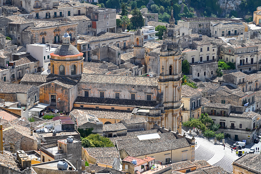 Modica, Sicily, Italy: The Church of San Giorgio, located between the upper and lower part of the city, in a scenic position with the façade facing west is the most impressive architecture of the city and of all south-eastern Sicily.