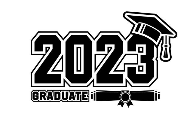 2023 graduate class logo 2023 class graduate - mission complete. The concept of decorate congratulation for school graduates. Design for t-shirt, flyer, invitation, greeting card. Illustration, vector graphic t shirt stock illustrations