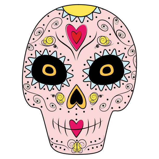 ilustrações, clipart, desenhos animados e ícones de dia dos mortos. dia de los muertos. méxico. sugar skull em um fundo transparente. etiqueta. ícone - day of the dead skull tattoo mexico