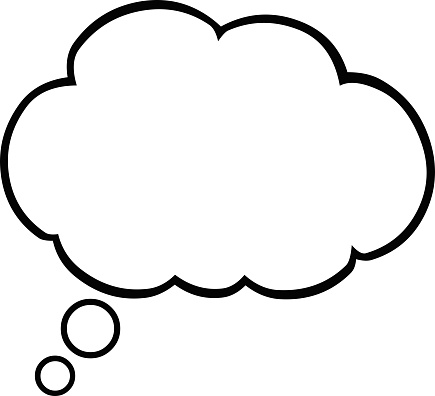 vector illustration of thought cloud cartoon drawn in black and white