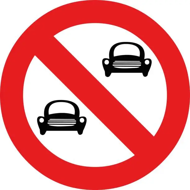 Vector illustration of vector road sign prohibited overtake