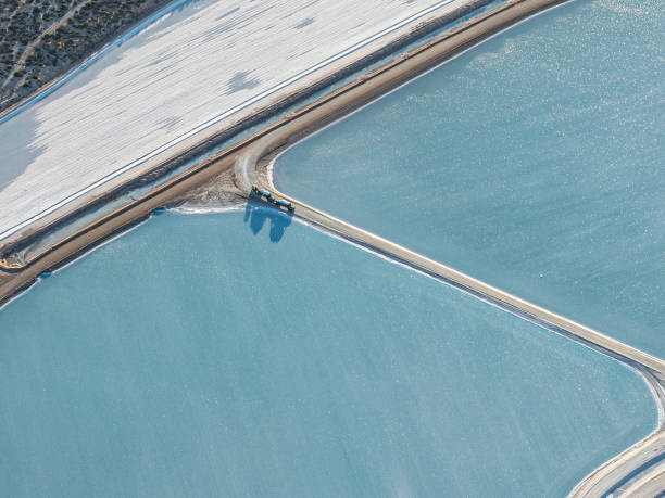 istock Abstract aerial view of salt pans 1428519117