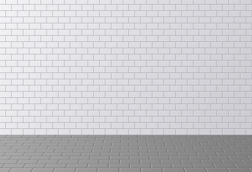 White ceramic tile, clean subway or street wall surface background. Vector illustration.