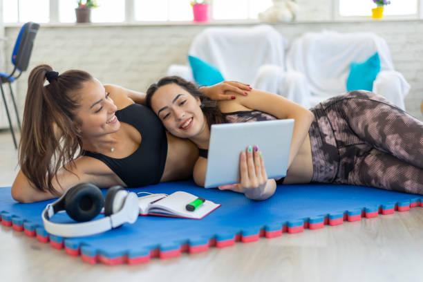 istock Two young women having fun after working out. 1428535189