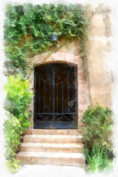 istock Ancient italian village architecture building watercolor style illustration impressionist painting. 1428535315