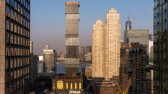 Classic New York City architecture towering over Central Park as seen in 2005.