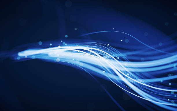 istock Flowing curves with glowing neon lines, 3d rendering. 1428544206