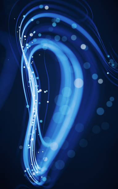 istock Flowing curves with glowing neon lines, 3d rendering. 1428544236