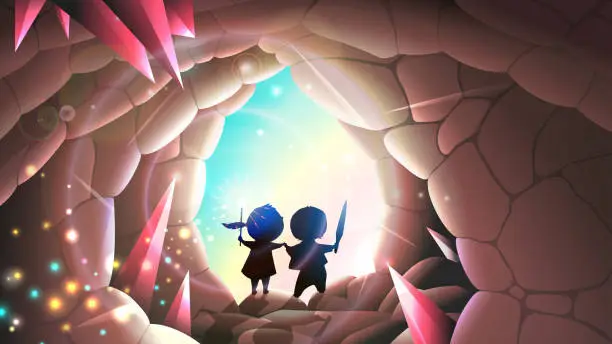 Vector illustration of Magic Cave from Fairytale for Kids Adventure Story