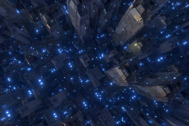 istock Not AI Created Future city concept background 1428549469