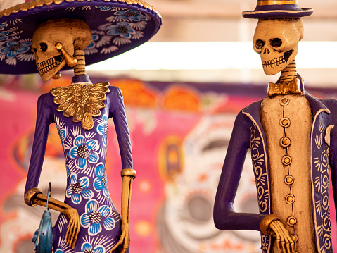 Alfeniques and catrinas of the day of the dead, traditions of Mexico.