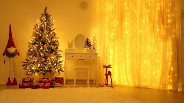 Illuminated domestic room during Christmas