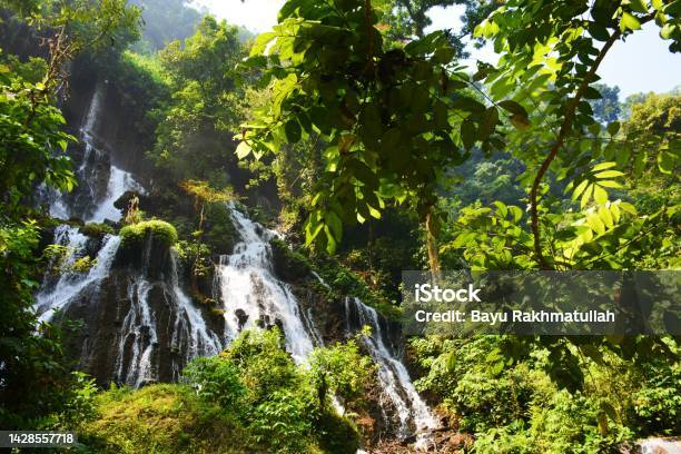 Telaga Biru Waterfall Stock Photo - Download Image Now - Awe, Beauty In Nature, Clean
