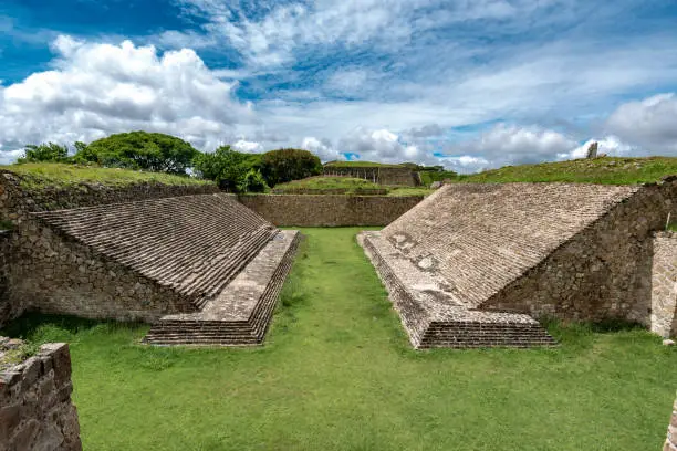 Ballgame court at Monte Alban, archaeological site, Oaxaca, Mexico