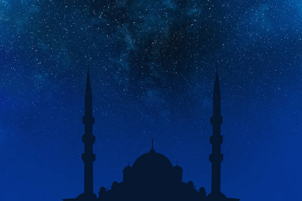 istock islamic mosque with background of blurred starry sky night 1428563913