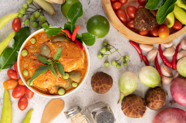 istock Chicken red curry in a black cup 1428567380