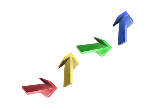 istock 3d rendering colorful arrow stairs 1428570018