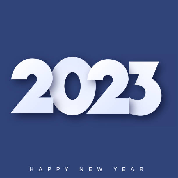 istock Happy New Year and Merry Christmas card with 3d text. Vector 1428585671