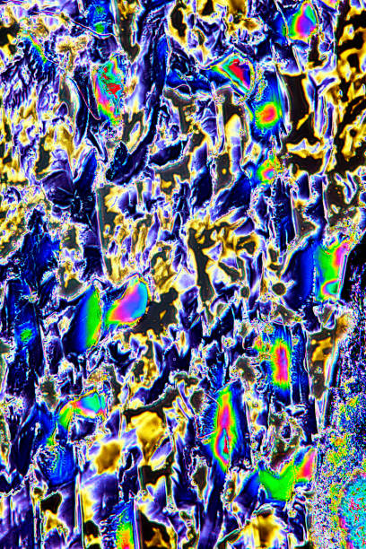 istock Colorful landscape of glycine crystals under a polarizing microscope. 1428591368
