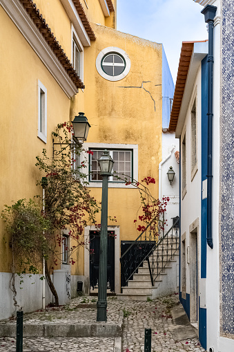 Cascais, small city in Portugal, typical street and houses