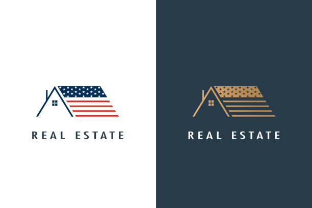 American Real Estate Luxury house Logo for Business Real Estate for American Luxury house Logo for Business american flag house stock illustrations
