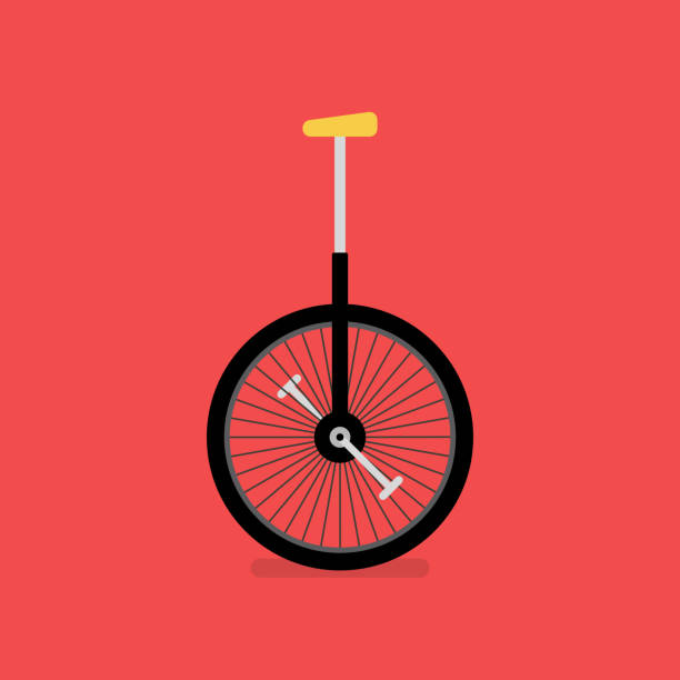 ilustrações de stock, clip art, desenhos animados e ícones de one wheel circus bicycle - unicycling unicycle cartoon balance