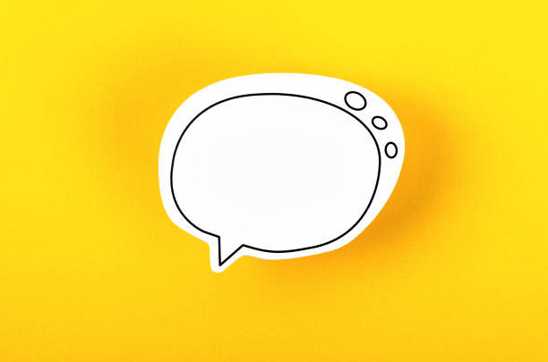 istock The Speech bubble with copy space communication talking speaking concepts on Yellow background. 1428598577