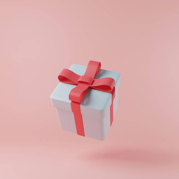 istock Blue gift box with red ribbon celebration concept. 3D render. 1428602432