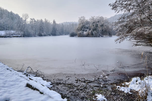 istock We arrive on the frozen pond with its island in the middle 1428604624