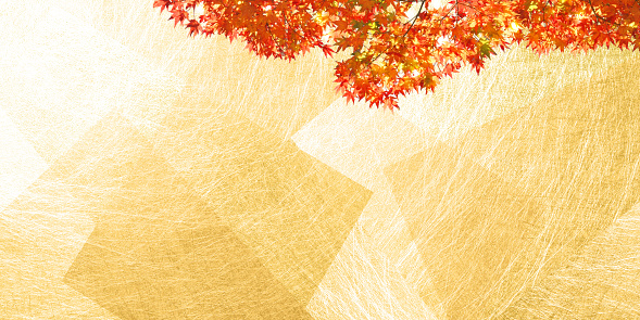 Autumn leaves (background is golden Japanese paper)