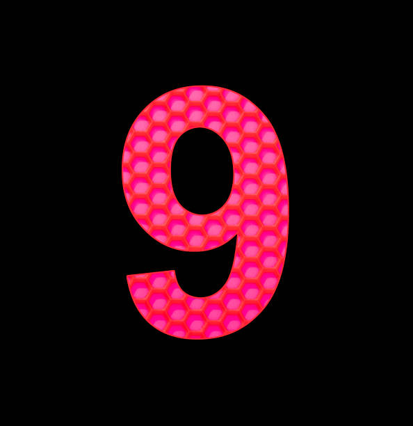istock Number 9 - Digit nine on the background of red silicone hexagonal 1428614820