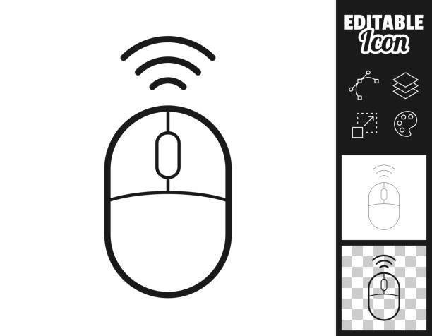 illustrations, cliparts, dessins animés et icônes de souris d’ordinateur sans fil. icône pour le design. facilement modifiable - souris dordinateur