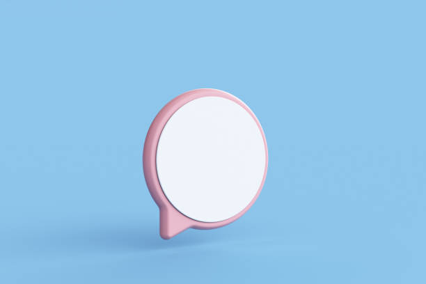 istock Blank white and pink speech bubble on blue background 1428622393