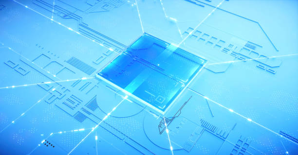 istock 3D rendering of cyberpunk AI. Circuit board. Technology background. Central Computer Processors CPU and GPU concept. Motherboard digital chip. Tech science background. 1428624679