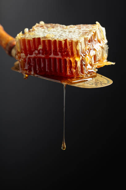 istock Honeycombs on an antique brass spatula. 1428624851