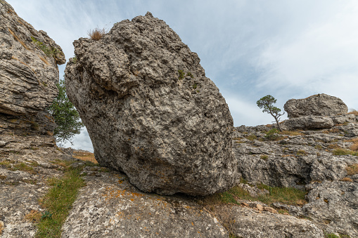Strangely shaped rocks in the chaos of Nimes le Vieux in the Cevennes National Park. Unesco World Heritage. Fraissinet-de-Fourques, Lozere, France.