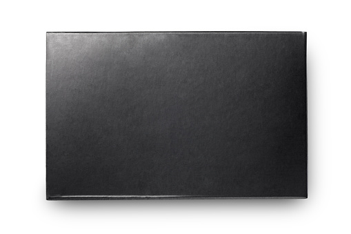 black paper box isolated on white background